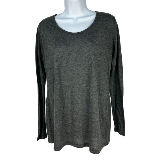 at Brand Small Heather Gray Long Sleeve Scoop Neck Tee Womens Soft Fabric - Picture 1 of 7